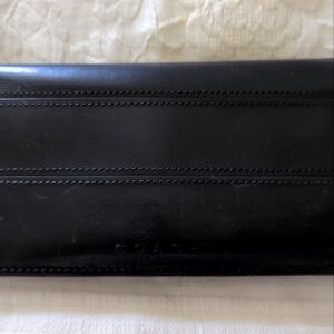 Coach long black leather wallet and checkbook. EUC.
